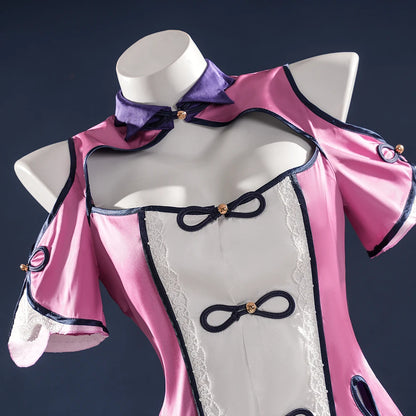 Anime Date A Live Mukuro Hoshimiya Cosplay Costume Dress Spirit Form Outfit Lilac White Astral Qipao Halloween for Women Girls