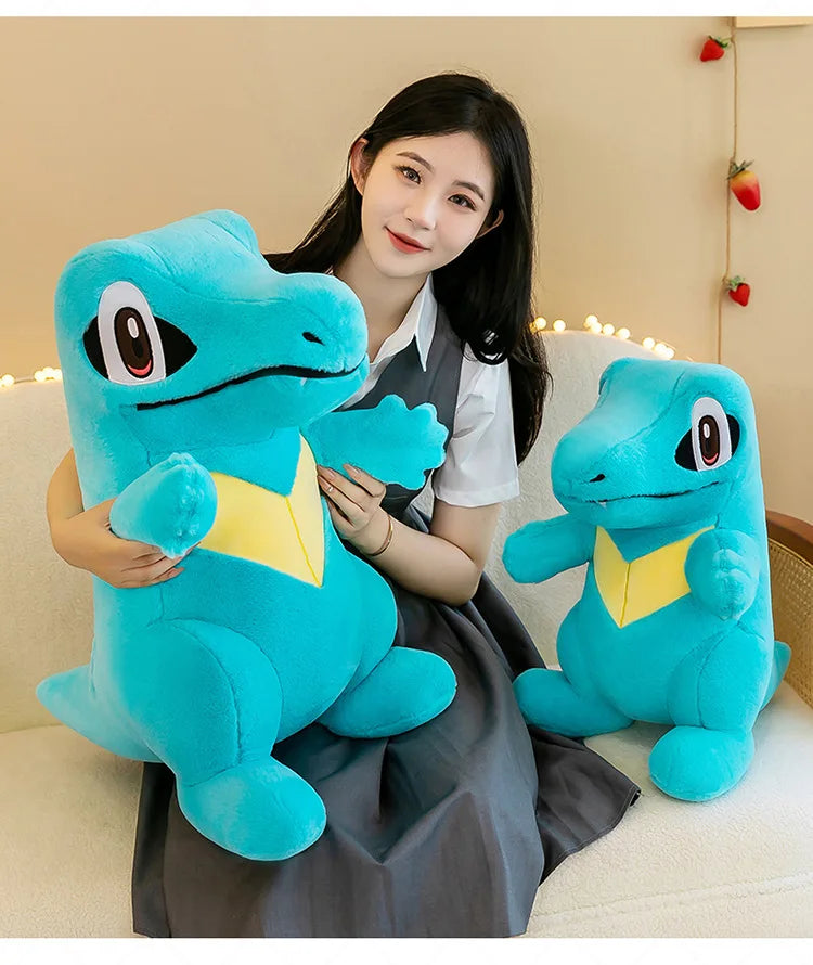 80CM Big Size Pokemon Totodile Plushies Waninoko Peluche Cartoon Anime Kawaii Ornament Comfortable Soft Doll Children Toy Gift