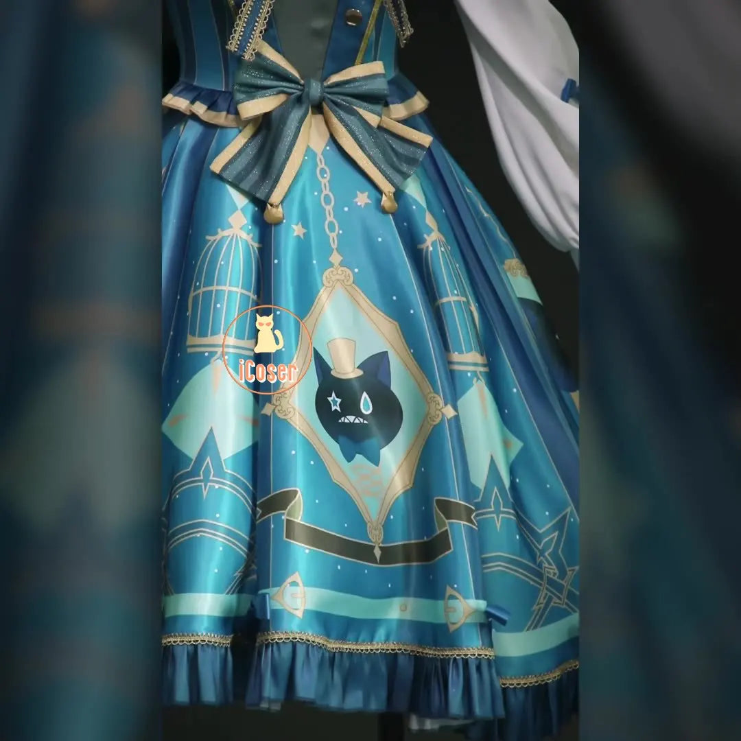 Genshin Impact Lynette Cosplay Costume Wig Dress Uniform Hat Magician Outfit Fontaine Halloween Party for Women Girls Game Props