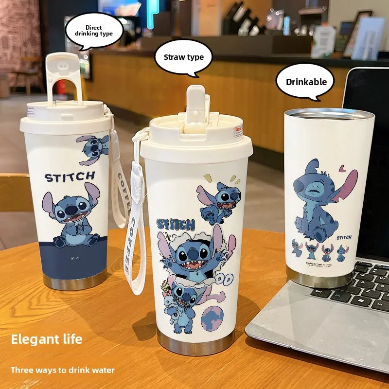 Disney Cup Anime Lilo & Stitch Water Bottle Water Cup Student Kid Anime Stitch Insulated Cup Stainless Steel Drinking Cups Gifts