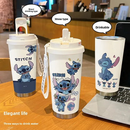 Disney Cup Anime Lilo & Stitch Water Bottle Water Cup Student Kid Anime Stitch Insulated Cup Stainless Steel Drinking Cups Gifts