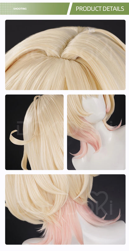 Emilie Wig Game Genshin Impact Cosplay Wig DokiDoki Perfumer Emilie Cosplay Glasses Necklace Women 45cm Short Hair Free Wig Cap