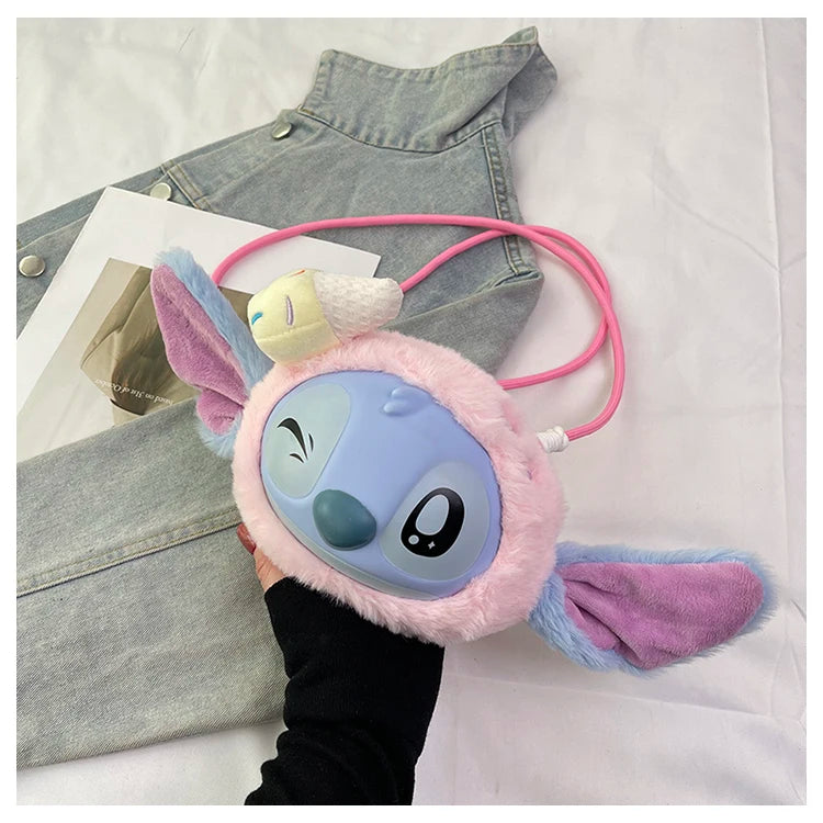 New Disney Stitch Cartoon Plush Backpack Cute Winter Gift For Girls Stuffed Animal Toy Plushie Bag Kids Carry-On Satchel