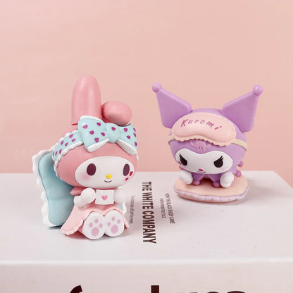 6Pcs-Set Sanrio Anime Figure Pajamas Sweetheart Kawaii Kuromi My Melody Doll action Cute Decoration Toys For children Gift