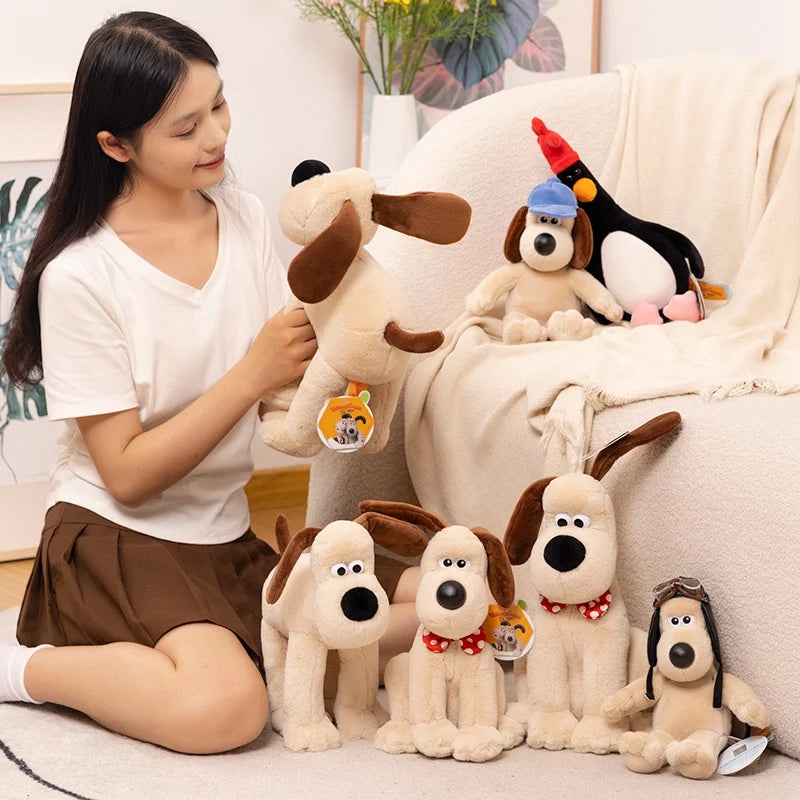 Cartoon Soft Wallace Gromit Plushies Black Penguin Stuffed Anime Cute Dog Stuffed Dolls Backpack Pendant Key Chain Cuddly Pillow