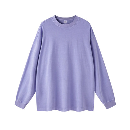 ZODF New Autumn Men's 260gsm 100% Cotton T Shirts Unisex Retro High Street Loose Washed Solid Tees Streetwears HY0376