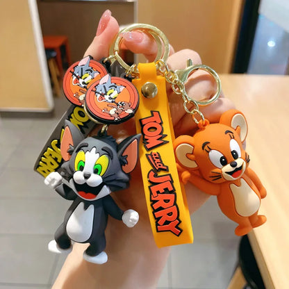 Cartoon Anime Disney Keychain Tom and Jerry Toys Doll Car Cute Keychains Bag Pendant Action Figure Pendant Kids Toys Gifts