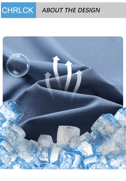 Chrlck Men’s Quick Dry Running T-Shirt Breathable Soft Elastic Outdoor Sports Tee for Hiking Fishing Summer
