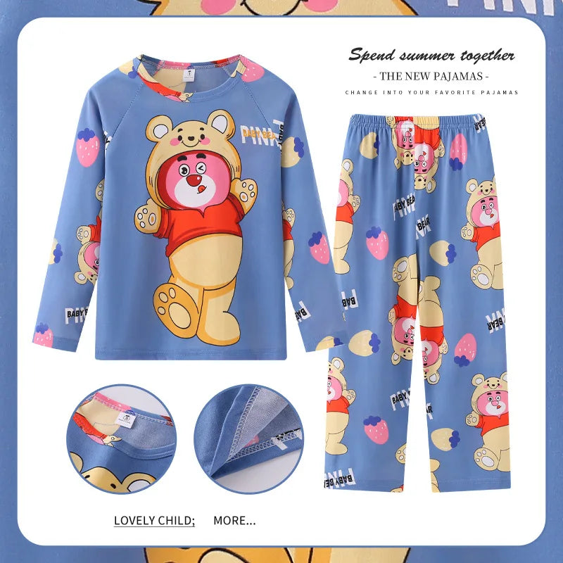 MINISO Disney Kids Pajamas Boys Pyjama Sets Long Sleeve Frozen Princess Elsa Winnie the Pooh Child Clothing Toddler Girl Pijamas