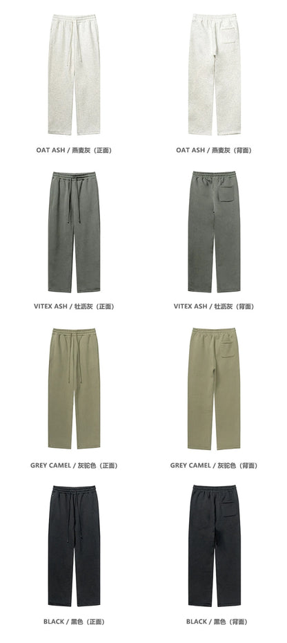 ZODF New Men's Winter Solid 345sm Fleece Straight Pants Unisex Loose Comfortable Sport Zipper Pockets Trousers HY0868