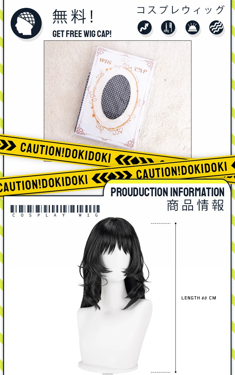 IN STOCK Anya Daisuke Cosplay Wig Game Mouthwashing DokiDoki Women Black Short Hair Anya Halloween Cosplay Free Wig Cap