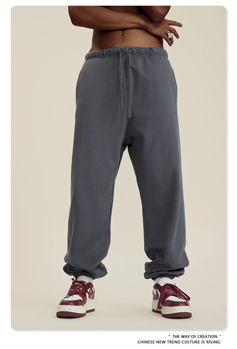 ZODF New Men Heavy Weight 440gsm Solid Sweatpants Unisex Loose Basic Casual Comfortable Sport Pants Joggers Streetwears HY0628