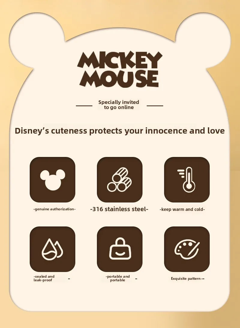 Anime Figure Stitch Coffee Mug Student Thermos Mug 350ml Thermos Cup Mickey Nick Judy Thermal Water Bottle Vacuum Flasks Gift