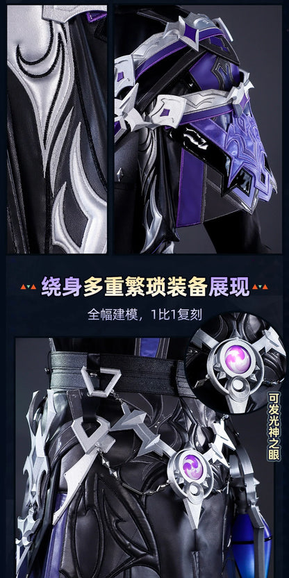 Genshin Impact Kyryll Chudomirovich Flins Cosplay Costume Wig Uniform Outfit Metal Accessory Halloween Party for Women Men Props