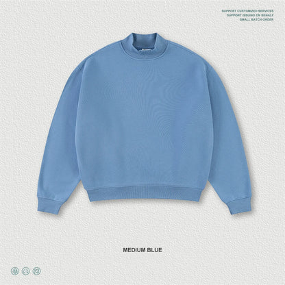 ZODF New Winter Man 345gsm Loose Fit Fleece Sweatshirt Unisex Cusual Boxy Warm Half Turtleneck Pullovers HY1181