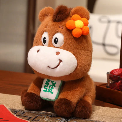 22cm Cartoon Cute Horse Plush Toy Sunflower Lion Dance Decorative Pony Plushies Soft Doll Kawaii Lunar New Year Gift