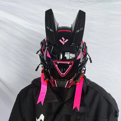 Cyberpunk Helmet Cosplay Dreadlocks Cool Mask With Led Light Shinobi Samurai Mask Braids Christmas Birthday Gift Dreads Wings