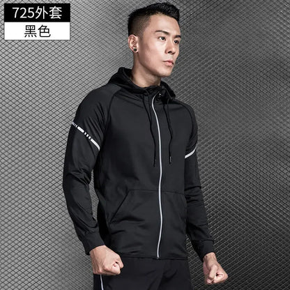 Men’s Quick-Dry Hooded Jacket for Running Cycling Fitness Gym Soccer Basketball Volleyball Badminton – Spring/Autumn