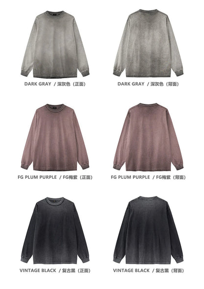 ZODF 2024 Autumn Men's Washed Cotton T-Shirt Unisex Oversized Distressed 250gsm Long Sleeve O Neck T Shirts Tees HY0921