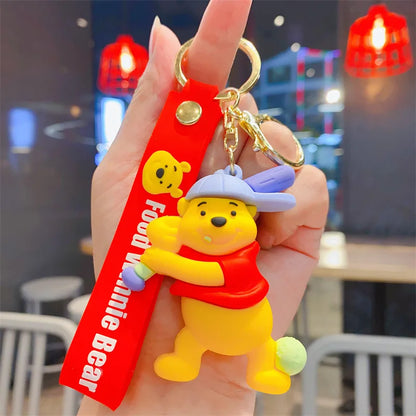 Cartoon Anime Disney Keychain Mickey Mouse Minnie Lilo & Stitch Cute Doll Keyring Ornament Key Chain Car Pendant Kids Toys Gift