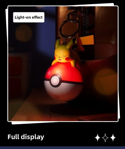 Original Pikachu Keychain with Light 7cm Cartoon Anime Doll Keyring Ornament bag decoration KeyChain Jewelry Pendant for Kids