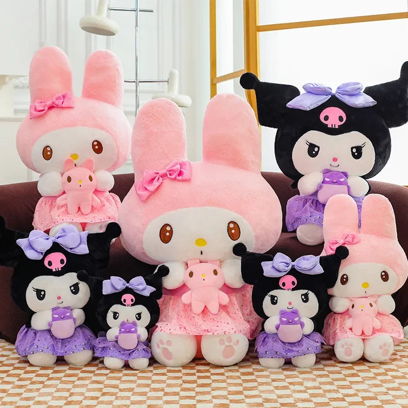 new 45/55/75cm Big Size Kuromi My Melody Sanrio Anime Plush Stuffed Doll Room Decoration Plushies Pillow Ornaments Holiday Gifts