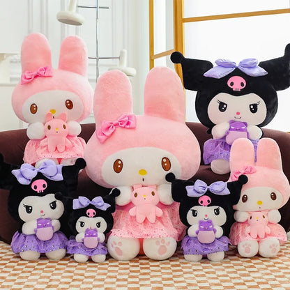 new 45/55/75cm Big Size Kuromi My Melody Sanrio Anime Plush Stuffed Doll Room Decoration Plushies Pillow Ornaments Holiday Gifts