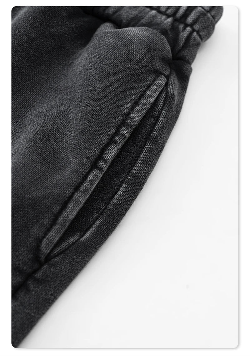 ZODF New Autumn Winter Men Washed 400gsm Sweatpant Unisex Loose Heavyweigh Cotton Sport Joggers Pants Streetwears HY0893