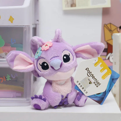 Hot Kawaii Disney Stitch Angel Plush Stuffed Toys Purple Anime Lilo&Stitch Doll Cute Keychain Pendant Birthday Gift For Kid Girl