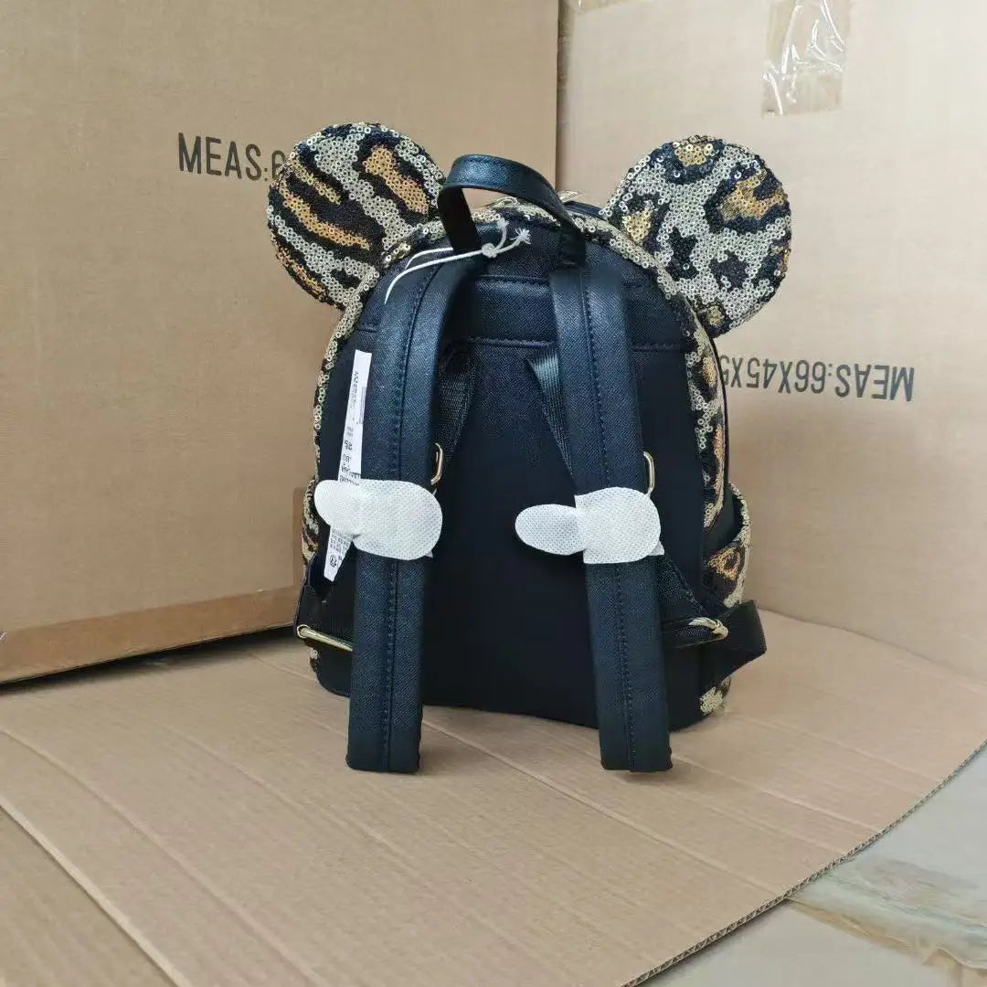 2025 Loungefly Disney Anime Cartoon Mini Backpack 3d Sequin Mickey Mouse Double Shoulder Bags Outdoor Leisure Bag Girl Gift