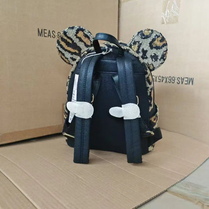 2025 Loungefly Disney Anime Cartoon Mini Backpack 3d Sequin Mickey Mouse Double Shoulder Bags Outdoor Leisure Bag Girl Gift