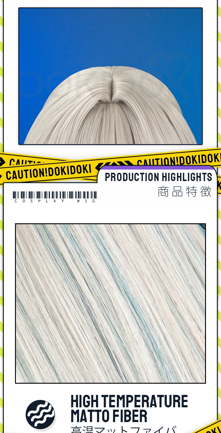 Firefly Wig Cosplay Game Honkai: Star Rail DokiDoki Women Silvery Blue Long Hair Firefly Cosplay Headdress Free Cap