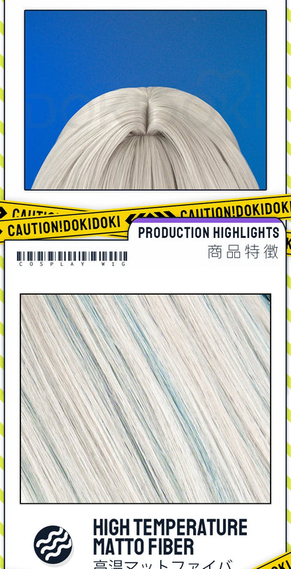 Firefly Wig Cosplay Game Honkai: Star Rail DokiDoki Women Silvery Blue Long Hair Firefly Cosplay Headdress Free Cap