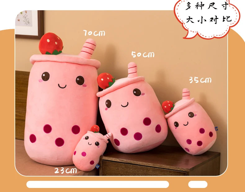 24/50cm Kawaii Family Milk Bubble Tea Cup Plush Toy Cute Animal Peluche Fruits Flavor Drink Shaped Hug Pillow Kids Home Decor