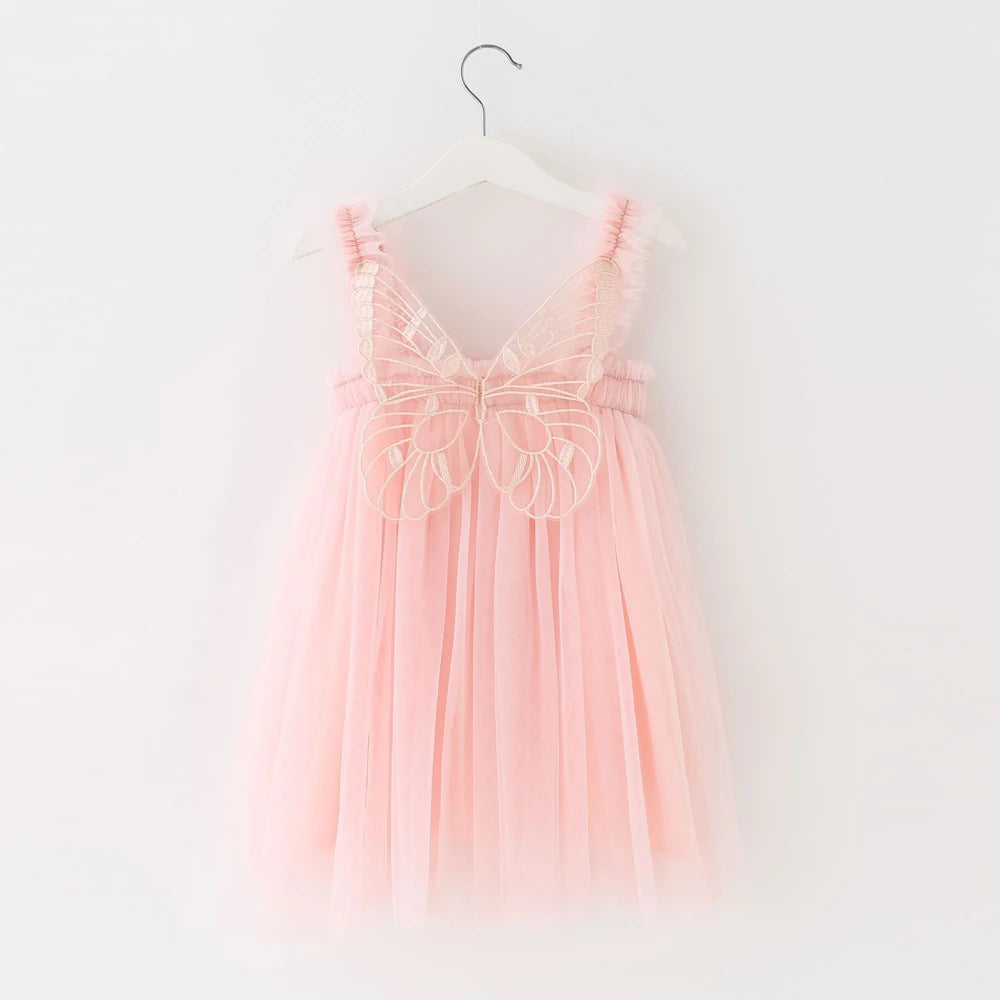 Baby Girl Dress Newborn 3 to 6 9 12 18 Months Wedding Party Kids Tulle Dress Suspender Dress Butterfly Wing Dress Summer Clothes