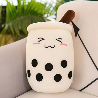 Bubble Tea Boba Plushie Kawaii Room Decor Plush Toy Stuffed Ice Cream Food Milk Tea Soft Hug Cushion Birthday Gift for Kids