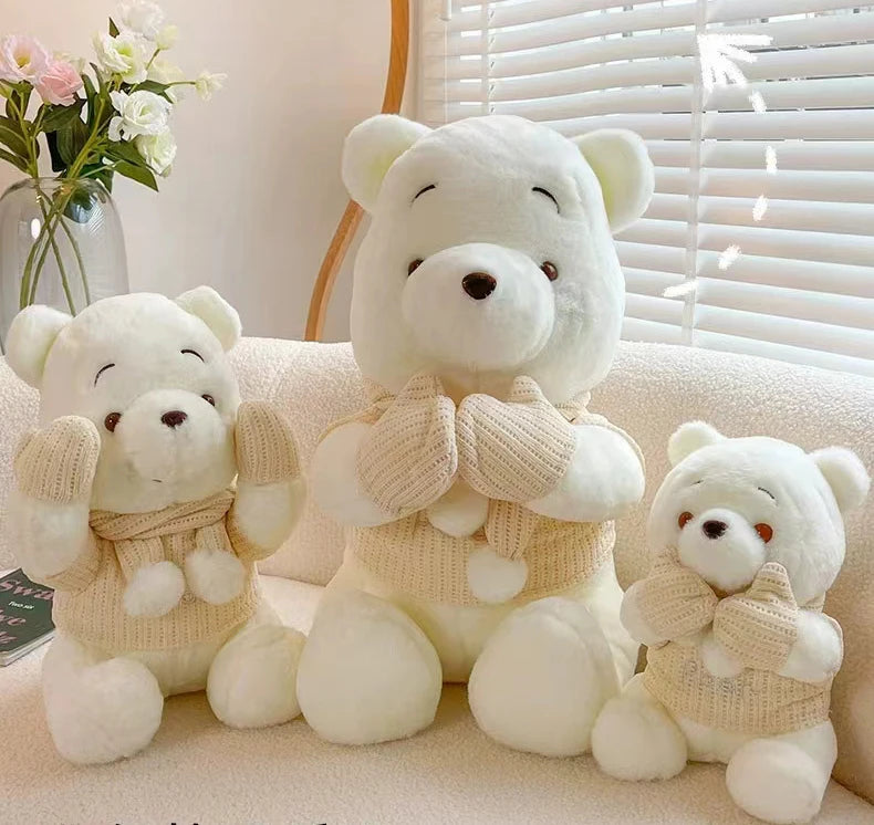 25CM-70CM Disney Winnie The Pooh Bear Doll Winter Limited Cartoon Plush Toy Cute Anime Kawaii Companion Children's Birthday Gift