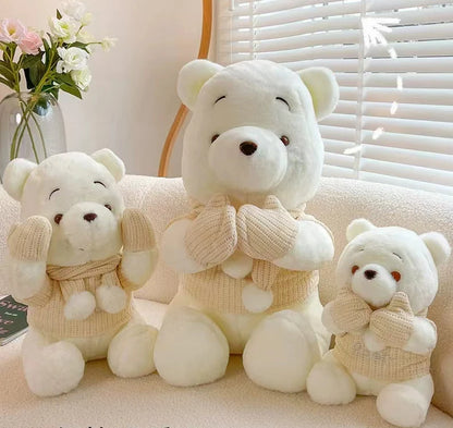 25CM-70CM Disney Winnie The Pooh Bear Doll Winter Limited Cartoon Plush Toy Cute Anime Kawaii Companion Children's Birthday Gift
