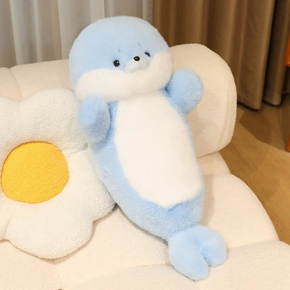 70cm Ocean Themed Decorative Pillow Chubby Dolphin and Seal Plushies Soft Toy Large Plush Sleeping Pillow Girl Boy Gift