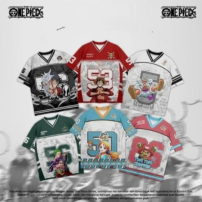 Jersey One Piece Oversize Anime Y2k Korean Style Kpop Baseball Hockey T-shirt Fashion Streetwear Anime Daily Unisex Tops Tees