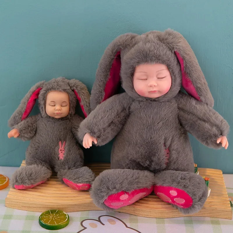 Lifelike Reborn Baby Dolls Soft Body Realistic Newborn Dolls Sleeping Girl Dolls Stuffed Toy Easter Stuffed Animal Bunny Rabbit