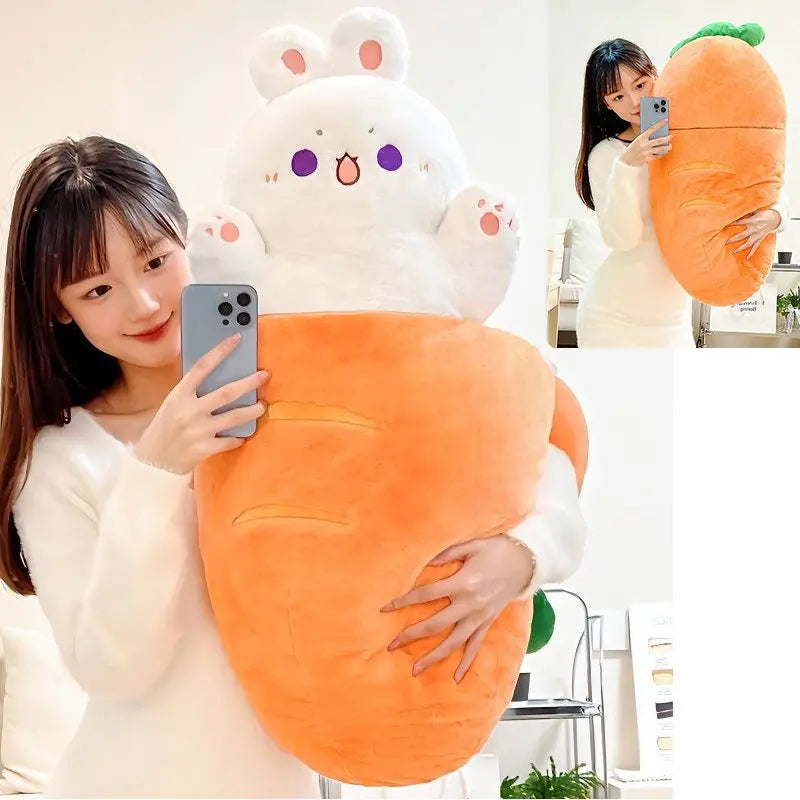 1pc Big Size Japan Taiyaki Cat Plushie Hiding in Sleeping Bag Bunny in Carrot Ferry Animals Plushie Throw Pillow For Kids Girl