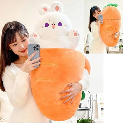 1pc Big Size Japan Taiyaki Cat Plushie Hiding in Sleeping Bag Bunny in Carrot Ferry Animals Plushie Throw Pillow For Kids Girl