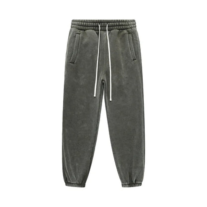 ZODF Vintage Men 360gsm Thick Fleece Sweatpants Women Unisex Loose Washed Distressed Warm Joggers Pants For Winter HY0749