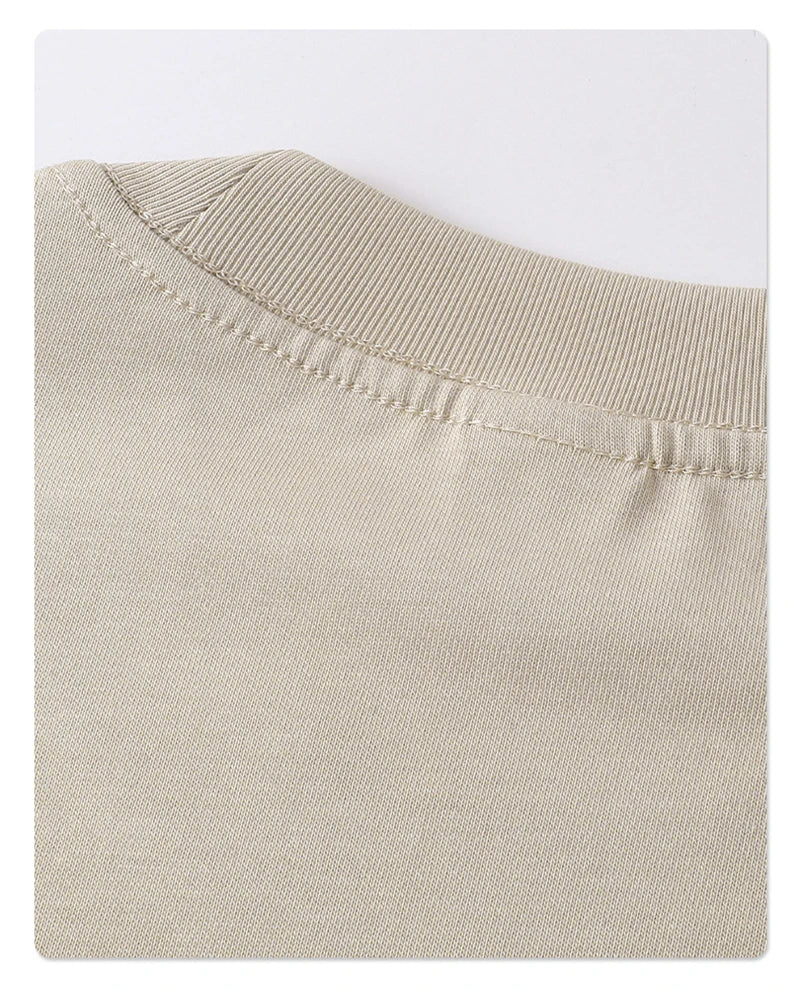 ZODF New Men Summer Boxy 275gsm Cotton T-Shirts Retro Unisex Oversized Short Version Basic T Shirt Brand Tees HY1070