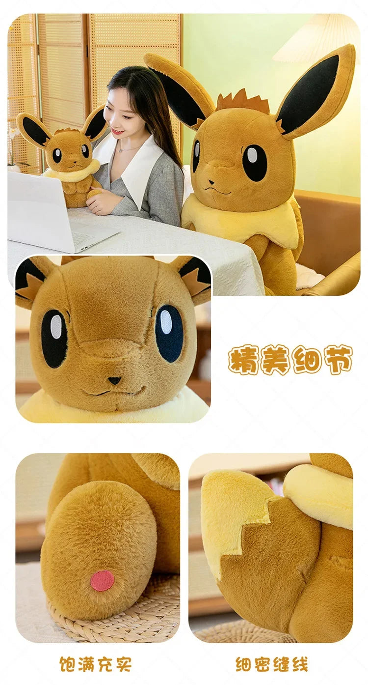 50/60/75CM Pokemon Eevee Plushies Cartoon Anime Kawaii Big Size Ornament Peluche Children Toy Stuffed Comfortable Soft Doll Gift