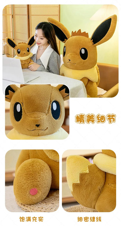50/60/75CM Pokemon Eevee Plushies Cartoon Anime Kawaii Big Size Ornament Peluche Children Toy Stuffed Comfortable Soft Doll Gift