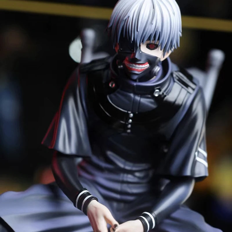 Tokyo Ghoul Kaneki Ken Sitting Figure Double Head Sculpt Replaceable Arms PVC Anime Statue Desktop PC Case Decor Collection Gift