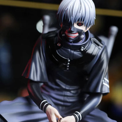 Tokyo Ghoul Kaneki Ken Sitting Figure Double Head Sculpt Replaceable Arms PVC Anime Statue Desktop PC Case Decor Collection Gift