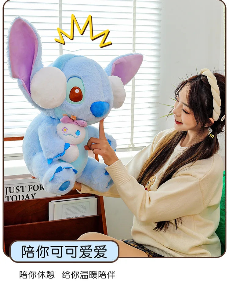 60/80/100cm Super Big Size Stitch Winter Disney Kawaii Anime Plush Stuffed Doll Cartoon Plushies Children's Pillow Holiday Gift